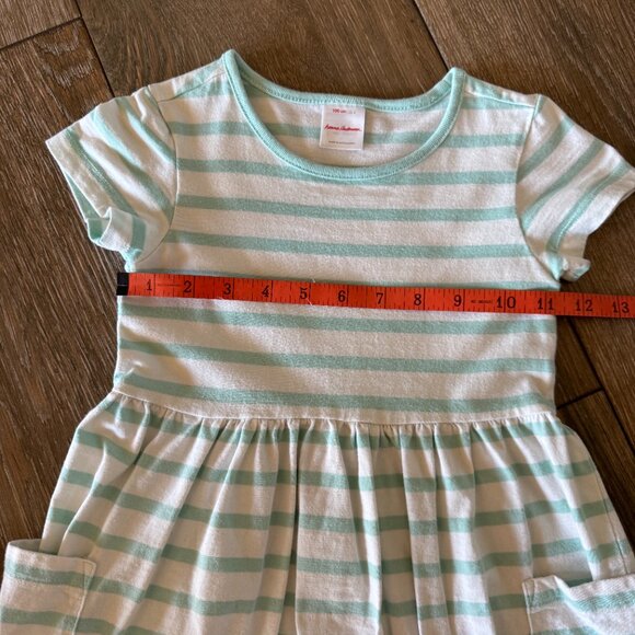 Hanna Andersson mint green striped pocket 100% cotton dress size 100-US 4 - Picture 3 of 7
